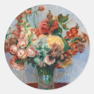 Pierre-Auguste Renoir - Blumen in einer Vase Runder Aufkleber