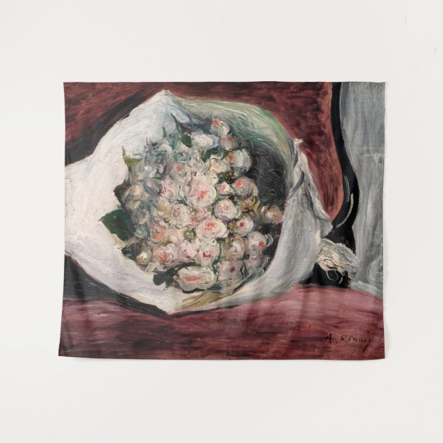 Pierre-Auguste Renoir - Bouquet in einer Box Wandteppich (Vorderseite (Horizontal))