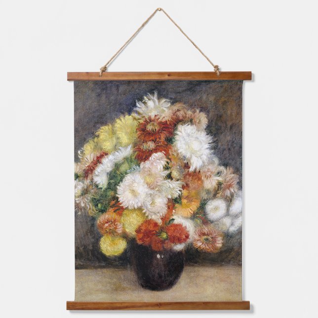 Pierre-Auguste Renoir Bouquet von Chrysanthemen Wandteppich Mit Holzrahmen (Vorderseite)