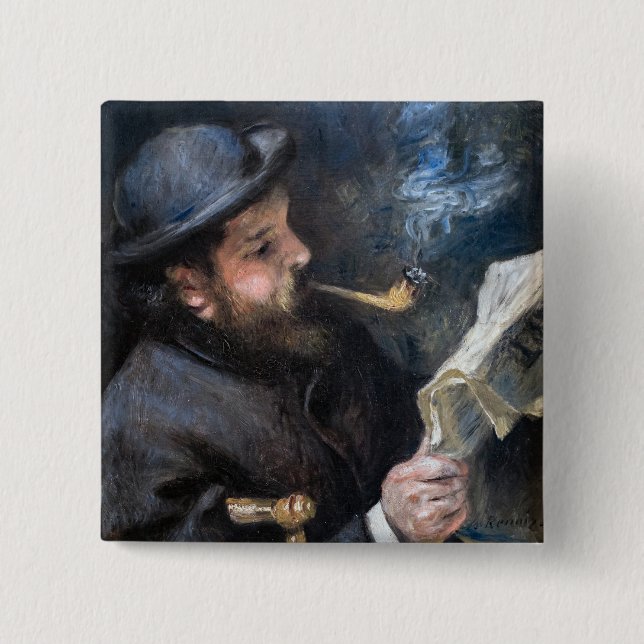 Pierre-Auguste Renoir - Claude Monet beim Lesen Button (Vorderseite)