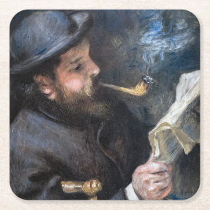 Pierre-Auguste Renoir - Claude Monet lesend Rechteckiger Pappuntersetzer