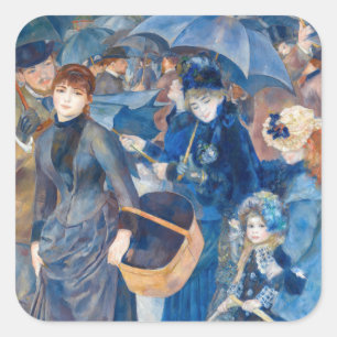 Pierre-Auguste Renoir - Die Regenschirme Quadratischer Aufkleber
