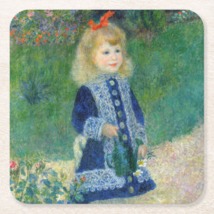 Pierre-Auguste Renoir - Ein Mädchen mit einer Gieß Rechteckiger Pappuntersetzer