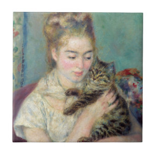 Pierre-Auguste Renoir - Frau mit einer Katze Fliese