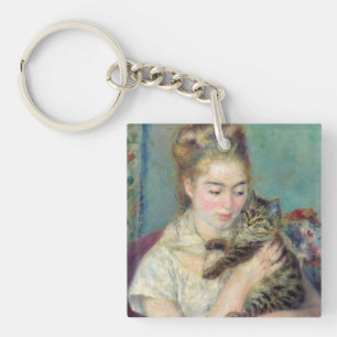 Pierre-Auguste Renoir - Frau mit einer Katze Schlüsselanhänger