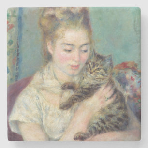 Pierre-Auguste Renoir - Frau mit einer Katze Steinuntersetzer