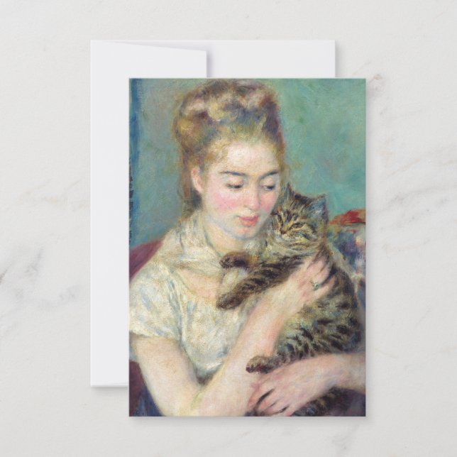 Pierre-Auguste Renoir - Frau mit Katze Dankeskarte (Vorderseite)