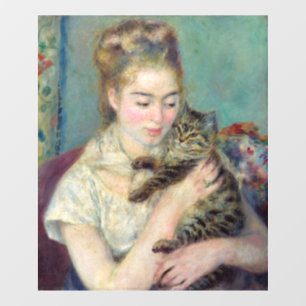 Pierre-Auguste Renoir - Frau mit Katze Fensteraufkleber