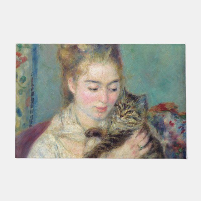 Pierre-Auguste Renoir - Frau mit Katze Fußmatte (Vorderseite)