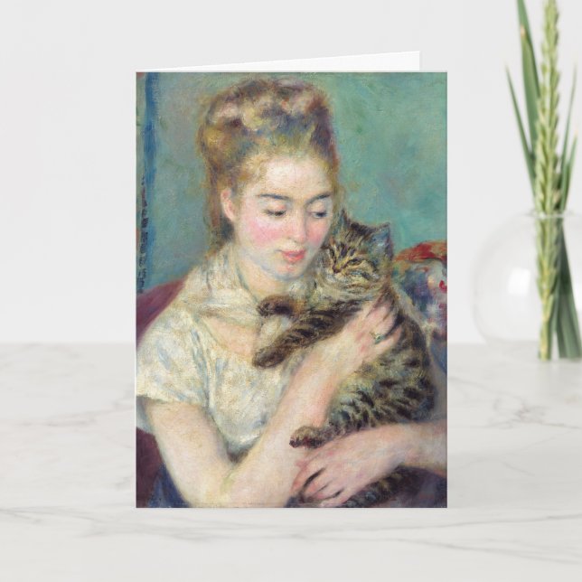 Pierre-Auguste Renoir - Frau mit Katze Karte (Vorderseite)