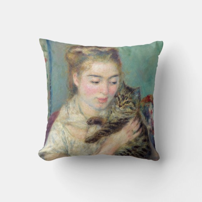 Pierre-Auguste Renoir - Frau mit Katze Kissen (Vorderseite)