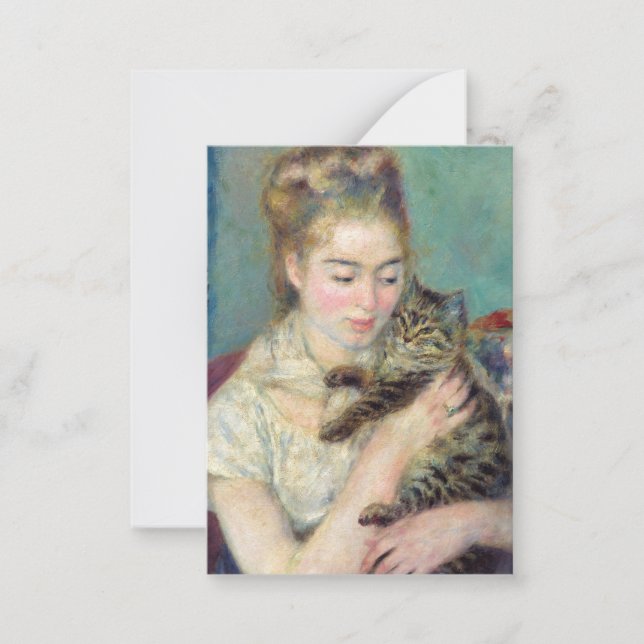 Pierre-Auguste Renoir - Frau mit Katze Mitteilungskarte (Vorderseite)