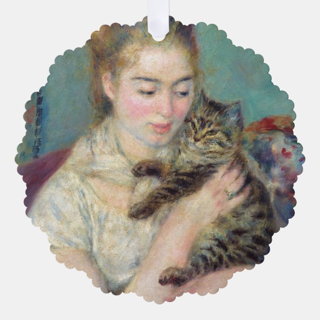 Pierre-Auguste Renoir - Frau mit Katze Ornament Karte (Vorderseite)