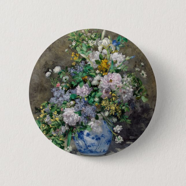 Pierre-Auguste Renoir - Frühlingsstrauß Button (Vorderseite)