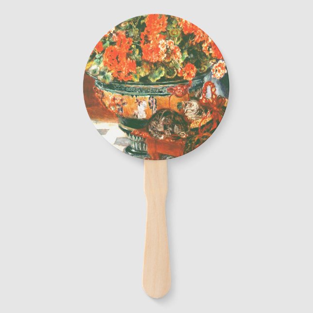 Pierre-Auguste Renoir Geraniums and Cats Fächer (Rückseite)