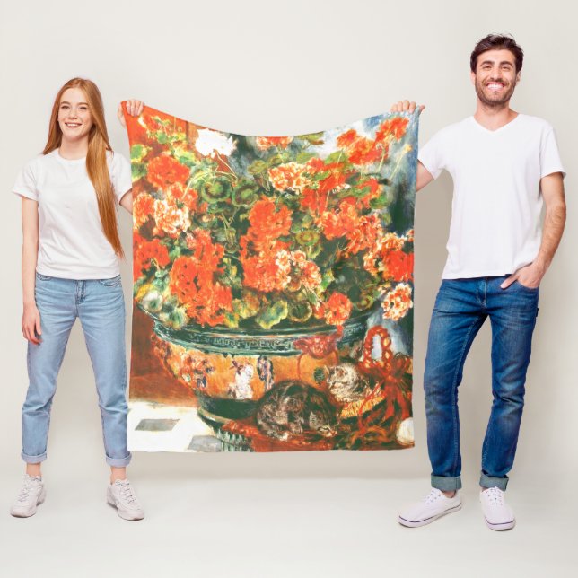 Pierre-Auguste Renoir Geraniums and Cats Fleecedecke (Beispiel)