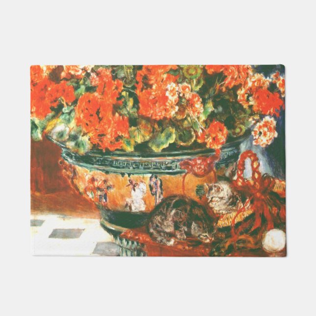 Pierre-Auguste Renoir Geraniums and Cats Fußmatte (Vorderseite)