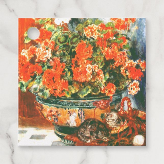 Pierre-Auguste Renoir Geraniums and Cats Geschenkanhänger (Vorderseite)