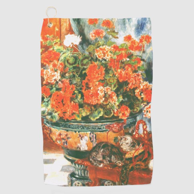 Pierre-Auguste Renoir Geraniums and Cats Golfhandtuch (Vorderseite)