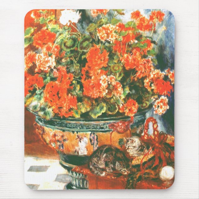 Pierre-Auguste Renoir Geraniums and Cats Mousepad (Vorne)