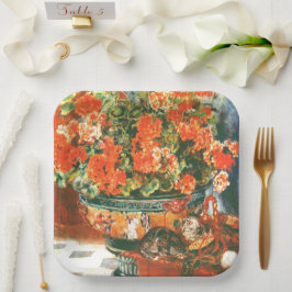 Pierre-Auguste Renoir Geraniums and Cats Pappteller