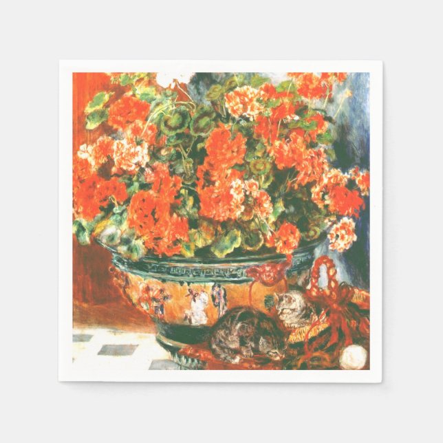 Pierre-Auguste Renoir Geraniums and Cats Serviette (Vorderseite)