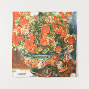 Pierre-Auguste Renoir Geraniums and Cats Wandteppich