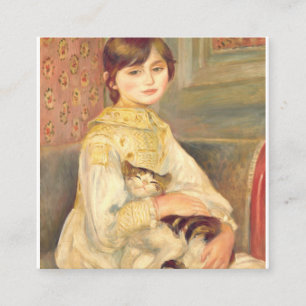 Pierre Auguste Renoir - Julie Manet mit Katze Quadratische Visitenkarte
