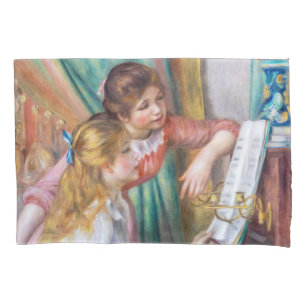 Pierre Auguste Renoir - Junge Mädchen am Klavier Kissenbezug