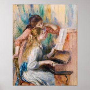 Pierre Auguste Renoir - Junge Mädchen am Klavier Poster