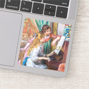 Pierre Auguste Renoir - Junge Mädchen am Piano Aufkleber