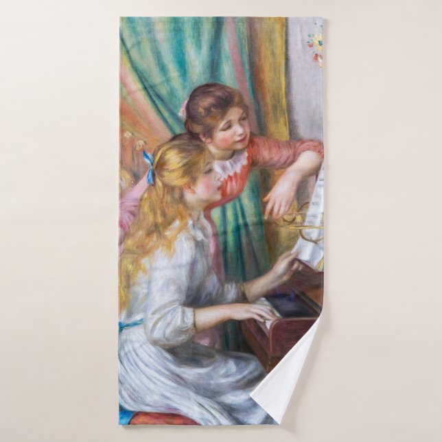 Pierre Auguste Renoir - Junge Mädchen am Piano Badhandtuch Set (Badehandtuch)