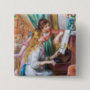 Pierre Auguste Renoir - Junge Mädchen am Piano Button