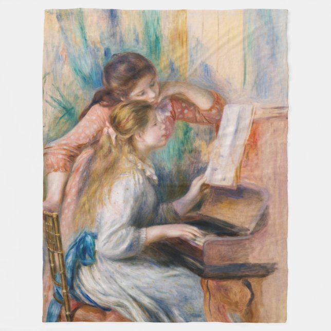 Pierre Auguste Renoir - Junge Mädchen am Piano Fleecedecke (Vorderseite)