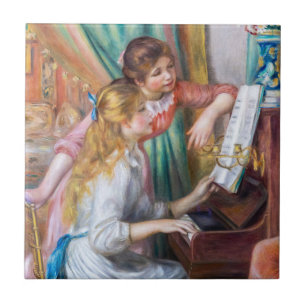 Pierre Auguste Renoir - Junge Mädchen am Piano Fliese