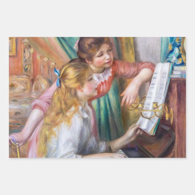 Pierre Auguste Renoir - Junge Mädchen am Piano Geschenkpapier Set (Vorderseite)