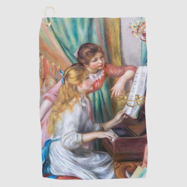 Pierre Auguste Renoir - Junge Mädchen am Piano Golfhandtuch (Vorderseite)