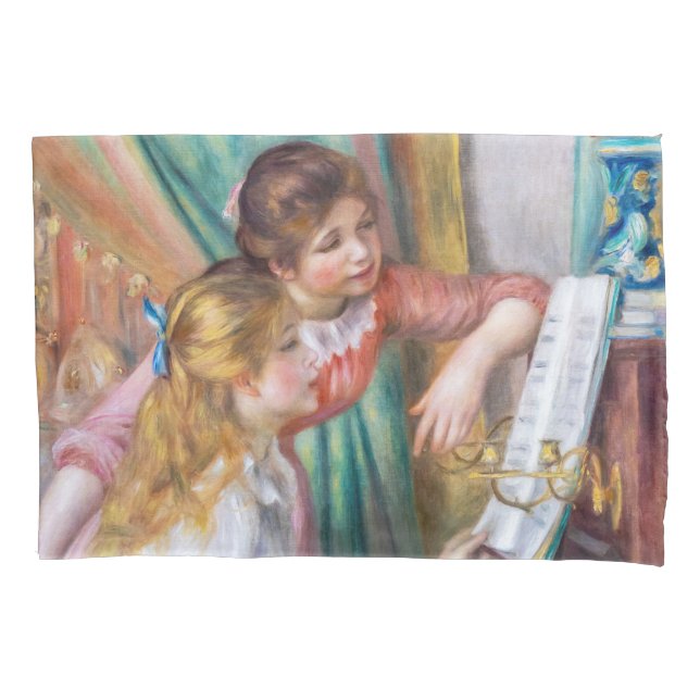 Pierre Auguste Renoir - Junge Mädchen am Piano Kissenbezug (Vorderseite)