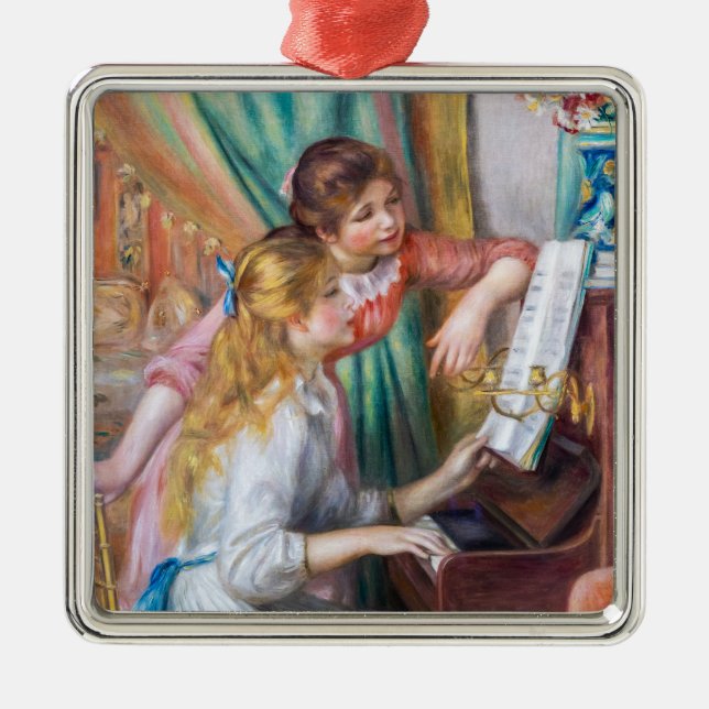 Pierre Auguste Renoir - Junge Mädchen am Piano Ornament Aus Metall (Vorne)