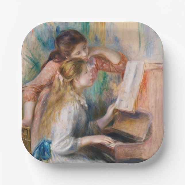 Pierre Auguste Renoir - Junge Mädchen am Piano Pappteller (Vorderseite)