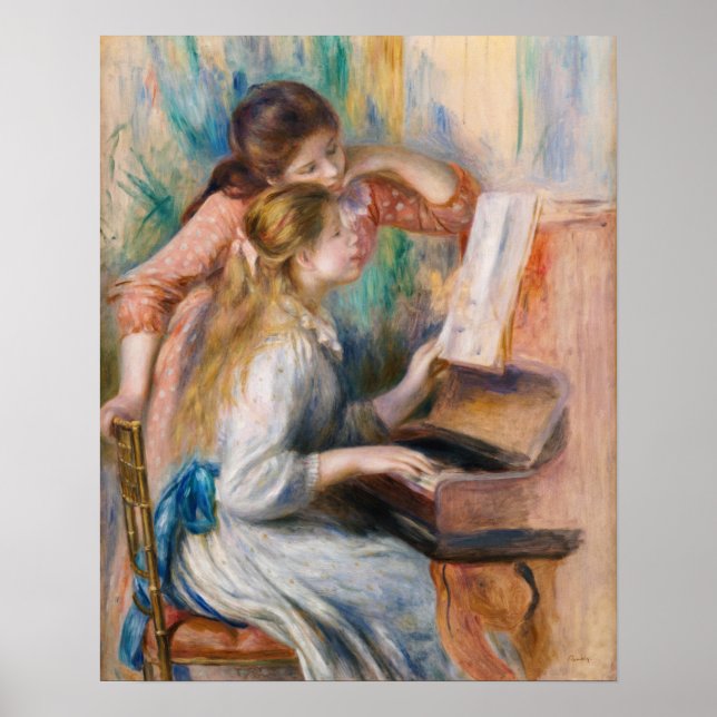 Pierre Auguste Renoir - Junge Mädchen am Piano Poster (Vorne)