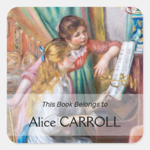 Pierre Auguste Renoir - Junge Mädchen am Piano Quadratischer Aufkleber