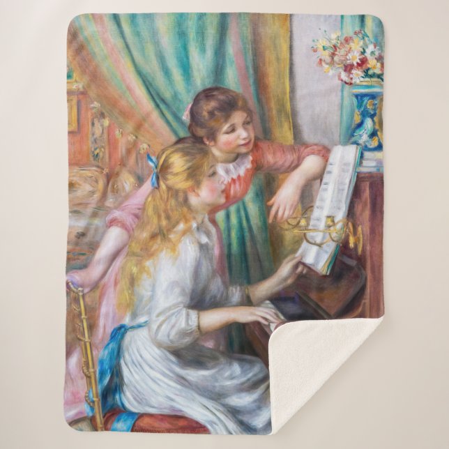 Pierre Auguste Renoir - Junge Mädchen am Piano Sherpadecke (Vorderseite)