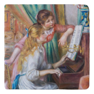Pierre Auguste Renoir - Junge Mädchen am Piano Töpfeuntersetzer