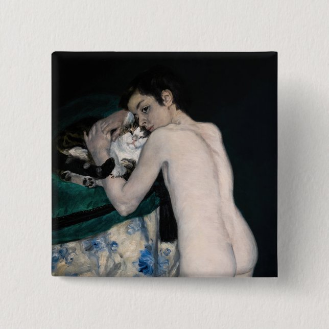 Pierre-Auguste Renoir - Junge mit einer Katze Button (Vorderseite)