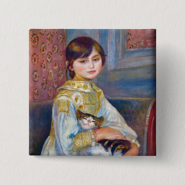 Pierre-Auguste Renoir - Kind mit Katze Button (Vorderseite)