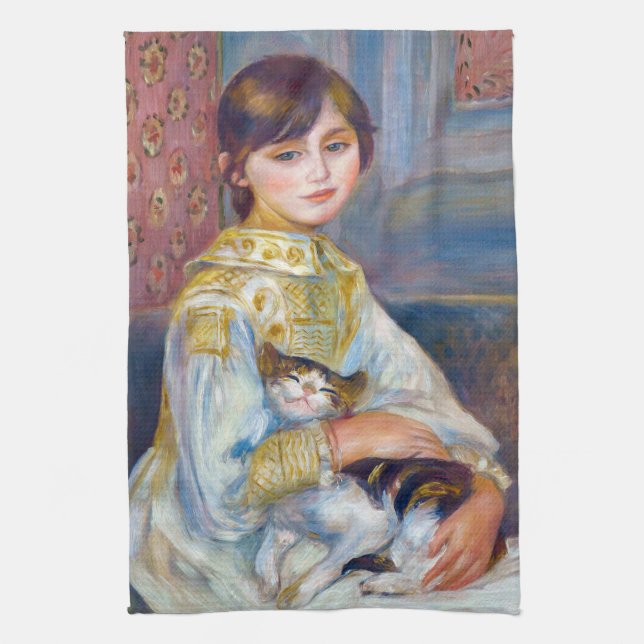 Pierre-Auguste Renoir - Kind mit Katze Geschirrtuch (Vertikal)