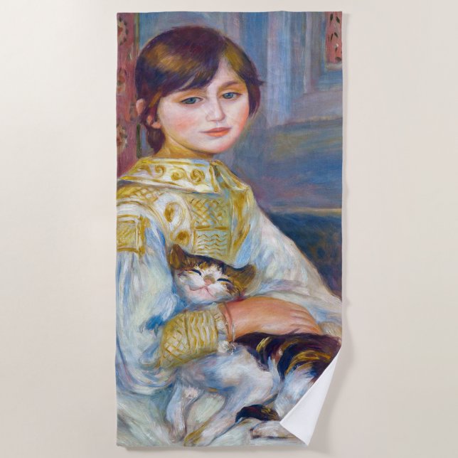 Pierre-Auguste Renoir - Kind mit Katze Strandtuch (Vorderseite)