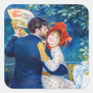 Pierre-Auguste Renoir - Landtanz Quadratischer Aufkleber