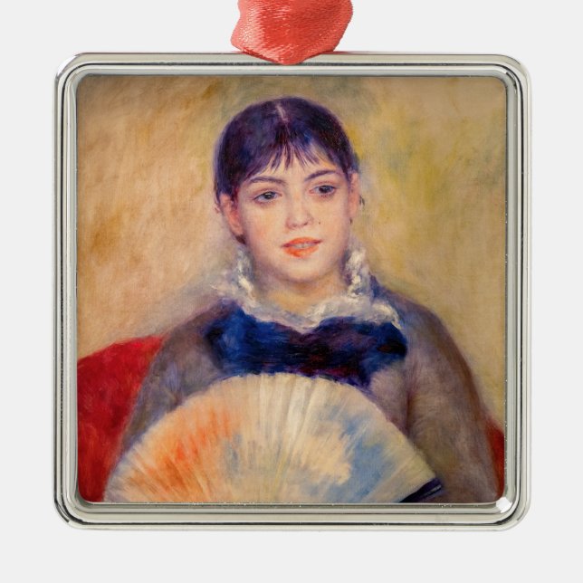 Pierre-Auguste Renoir - Mädchen mit einem Fan Ornament Aus Metall (Vorne)